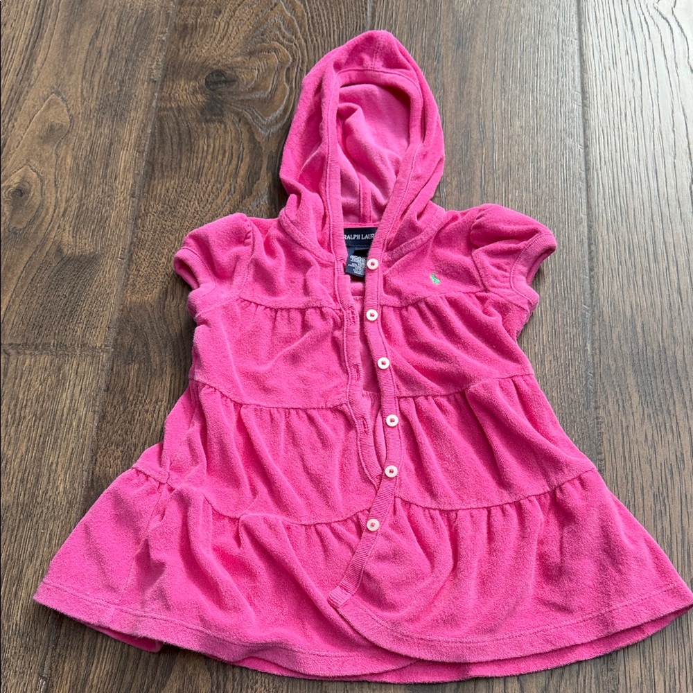 Ralph Lauren Bright Pink Hooded Terry Cloth Swim Cover Up